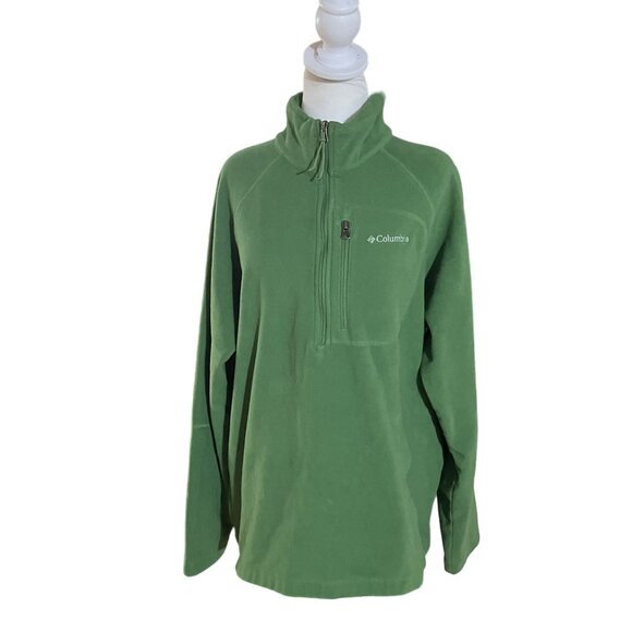 Columbia Green Fleece Pullover Jacket With Half-Zip Size Large - Picture 1 of 4